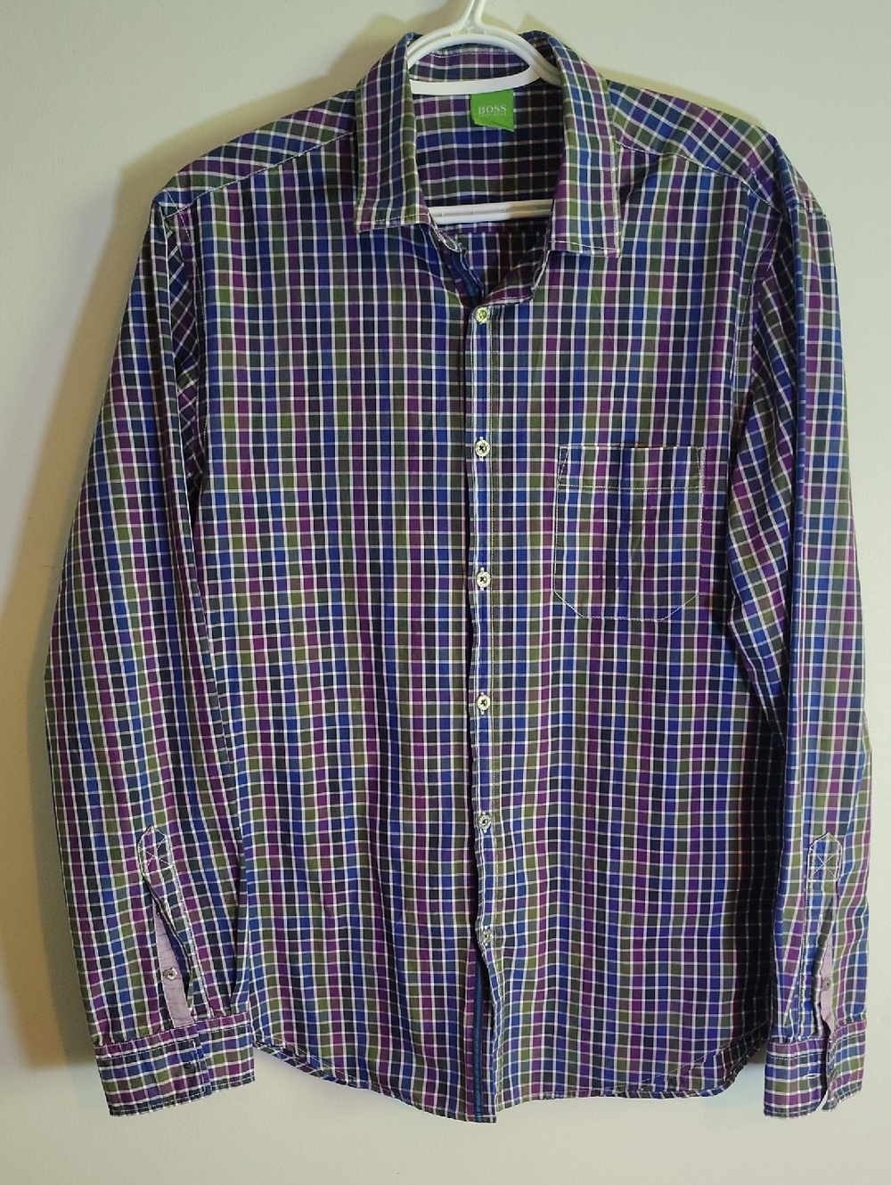 Hugo Boss Purple Plaid Long-Sleeve Button-Up Shirt